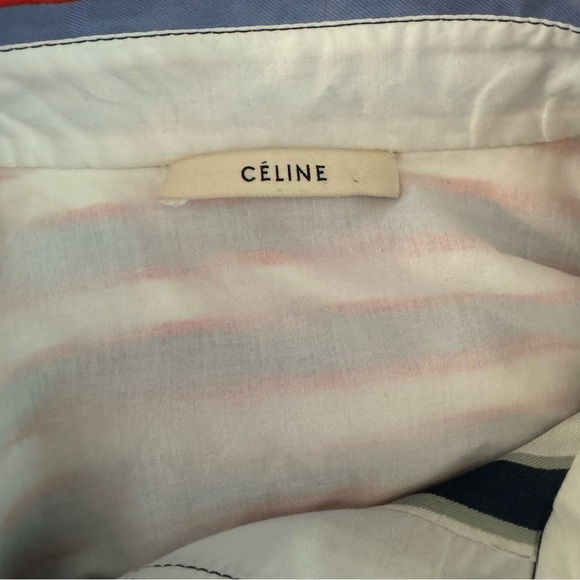 Celine Striped Silk Button Down Shirt Blouse - Picture 4 of 9